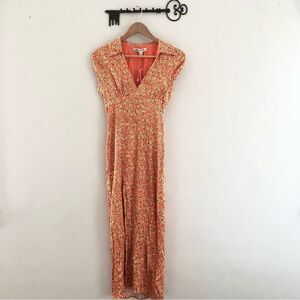 Urban Outfitters NWT cottage core floral maxi dress in bright summer orange